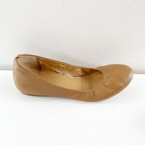 J. Crew Anya Leather Round Toe Ballet Flats Tan Beige 9.5